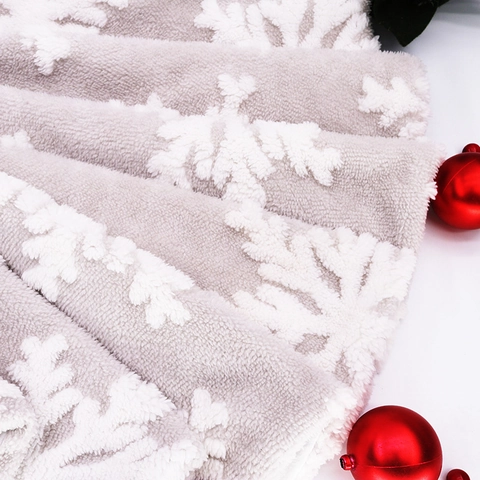 Jupe de Sapin de Noël Avec Motif de Flocon de Neige Jupe de Sapin en Velours Peluche 3D Décoration pour Maison Fête Vacances Couverture de Base Ronde Ornement Festif