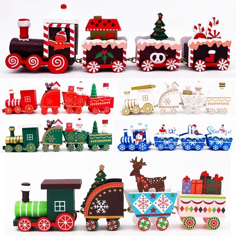 Weihnachtszug Aus Holz Handgefertigter Miniaturzug Dekoration Für Den Schreibtisch Schneemann Rentier Zug Spielzeug Heimdeko Geschenk