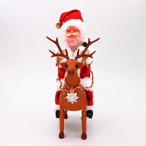 Electric Musical Riding Reindeer Santa Claus Christmas Toy with Lights and Music Festive Holiday Indoor Decor Gift