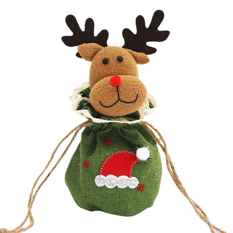 3D Cartoon Weihnachten Vliesstoff Kordelzug Geschenktüte Weihnachtsmann Schneemann Rentier Apfel Süßigkeiten Beutel Party Deko