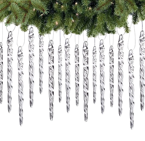 Transparante Acryl Kerst IJspegels Hangende Ornamenten Spiraal Twist Drop Kerstboom Decoraties Feestdagen Etalage Decor