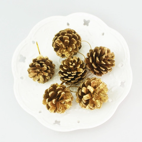 Ornamenti a Pigna in Plastica Verniciata Oro Con Cordino Per Decorazione Albero Di Natale Decorazioni Natalizie Casa Festa Sospesa