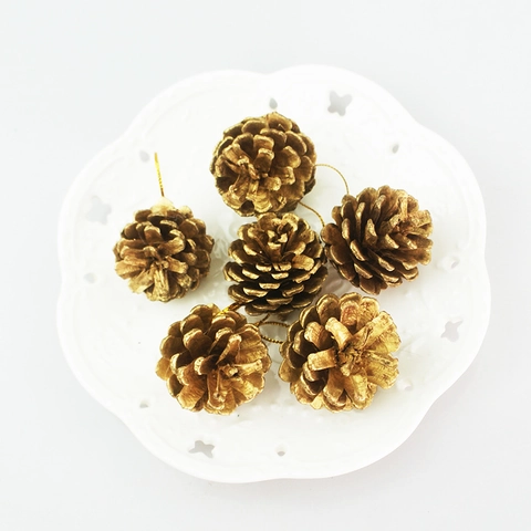 Ornamenti a Pigna in Plastica Verniciata Oro Con Cordino Per Decorazione Albero Di Natale Decorazioni Natalizie Casa Festa Sospesa