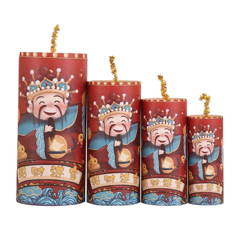 Set di Ornamenti per Petardi Cinesi Simulati Tradizionale Modello di Coniglio Dio Della Ricchezza in Carta Rossa Decorazione Festiva per Casa Festa