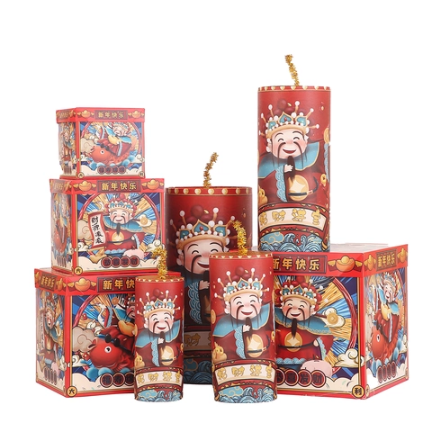 Set di Ornamenti per Petardi Cinesi Simulati Tradizionale Modello di Coniglio Dio Della Ricchezza in Carta Rossa Decorazione Festiva per Casa Festa