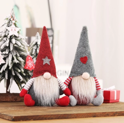 Kerstmis Gezichtsloze Kabouter Pop Pluche Bos Oude Man Ornament Ster Hart Vilt Muts Gestreept Armen Huis Decor