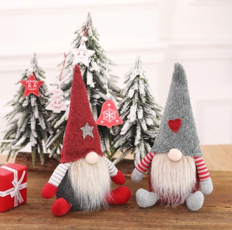 Kerstmis Gezichtsloze Kabouter Pop Pluche Bos Oude Man Ornament Ster Hart Vilt Muts Gestreept Armen Huis Decor