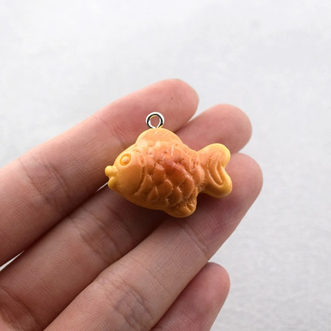 Simulation Taiyaki Fish Food Charm Resin Simulation Biscuit Pendant For DIY Jewelry Making Earring Keychain Accessory
