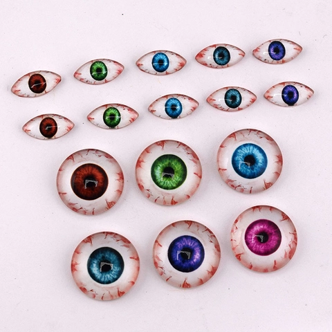 Halloween Böser Blick Glas Cabochons Rund Oval Realistische Blutunterlaufene Augenpflaster Für Puppen DIY Schmuckzubehör