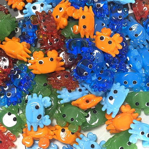 Cute Cartoon Crab Lampwork Glass Loose Beads Colorful Marine Animal DIY Jewelry Making Accessories For Necklace Earring Handcrafted Gift