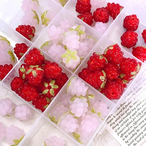 Handgefertigte Glas Himbeere Frucht Perlen Gefärbte Glasur Traube Anhänger Für DIY Halskette Ohrring Schmuckherstellung Zubehör