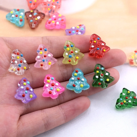 Ciondolo a Forma di Albero di Natale in Vetro a Lume con Pois Accessori per Creazione Gioielli Fai da Te per Orecchini Collane