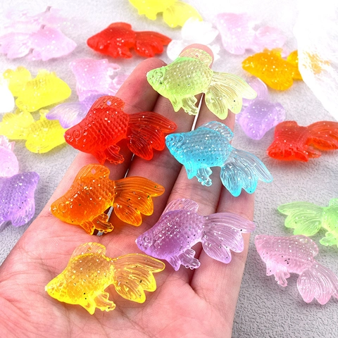 Cute Sequin Goldfish Koi Charms Resin Translucent Glitter Animal Pendants For DIY Earrings Necklace Keychain Jewelry Making Accessories