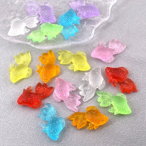 Cute Sequin Goldfish Koi Charms Resin Translucent Glitter Animal Pendants For DIY Earrings Necklace Keychain Jewelry Making Accessories