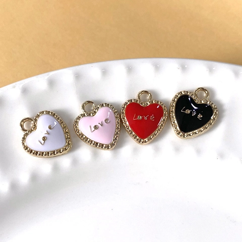 Colgantes de Corazón Love de Aleación Esmalte para Creación de Joyas DIY Collar Pulsera Pendiente Accesorios