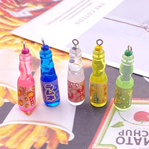 Miniature Resin Drink Bottle Pendants Simulation Fruit Soda Bottles Charms For DIY Earrings Keychain Jewelry Making Accessories