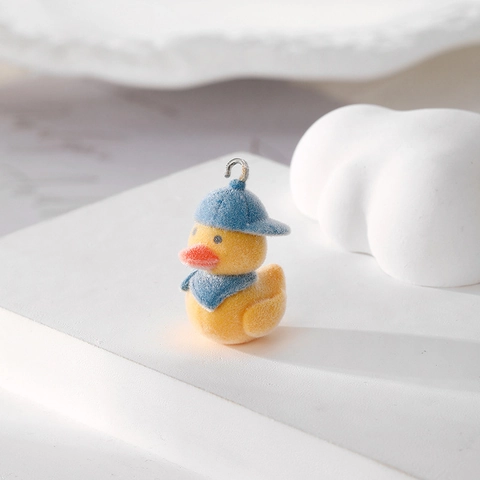 Cute Flocked Animal Pendants Fluffy Dog Duck Bee Squirrel Chick Charms For DIY Jewelry Making Keychain Phone Case Accessories