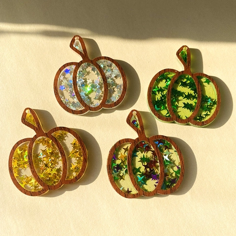 Halloween Pumpkin Acrylic Star Sequin Pendant DIY Earring Necklace Accessory Festival Personalized Jewelry Finding