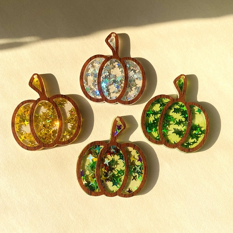 Halloween Pumpkin Acrylic Star Sequin Pendant DIY Earring Necklace Accessory Festival Personalized Jewelry Finding
