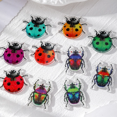 Acrylic Ladybug Beetle Insect Pendants DIY Earring Necklace Keychain Accessories Glitter Animal Charms Cartoon Style Jewelry