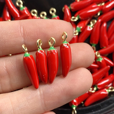 Red Chili Pepper Alloy Enamel Pendants For DIY Jewelry Making Mini Vegetable Food Charms For Earrings Necklaces Keychains Handcrafted Accessories