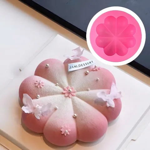 Molde para Pasteles de Mousse de Silicona con Forma de Flor de 8 Pétalos Herramienta de Repostería DIY para Postres Jabón
