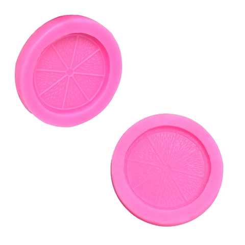 DIY Lemon Slice Silicone Mold Round Fruit Texture Fondant Chocolate Cake Decorating Baking Tool Pink Craft Mold For Home Kitchen