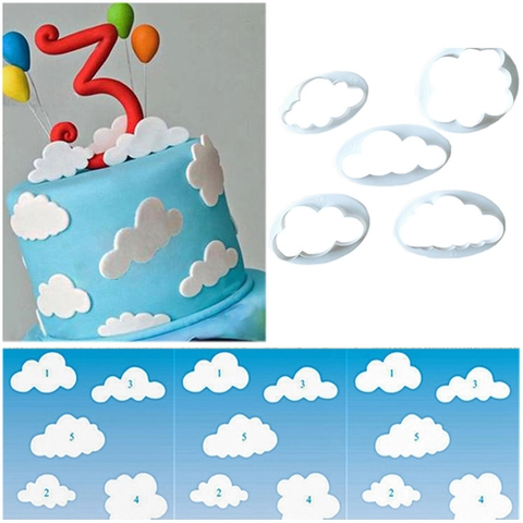 Cloud Shape Fondant Cutter Food Grade Plastic Baking Mold For Cake Decoration Sugarcraft Tool Cookie Cutting Modern Minimalist White Set