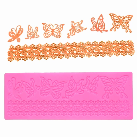 Schmetterling Spitze Silikonform Für Fondant Kuchen Dekoration DIY Backen Zuckerhandwerk Schokolade Harz Ton Pink Werkzeug