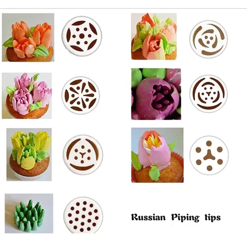 Boquillas Rusas de Acero Inoxidable para Decoración de Pasteles Patrón de Flores Moldeo de una Sola Pieza Herramientas de Panadería Profesionales Cocina