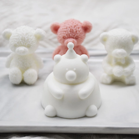 Lindo Molde de Silicona de Oso Oso Gordo con Lazo Forma de Animal Molde Artesanal DIY Para Pastel Chocolate Vela Yeso Resina