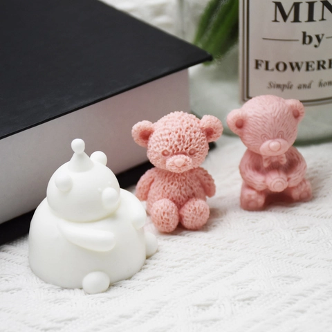 Lindo Molde de Silicona de Oso Oso Gordo con Lazo Forma de Animal Molde Artesanal DIY Para Pastel Chocolate Vela Yeso Resina