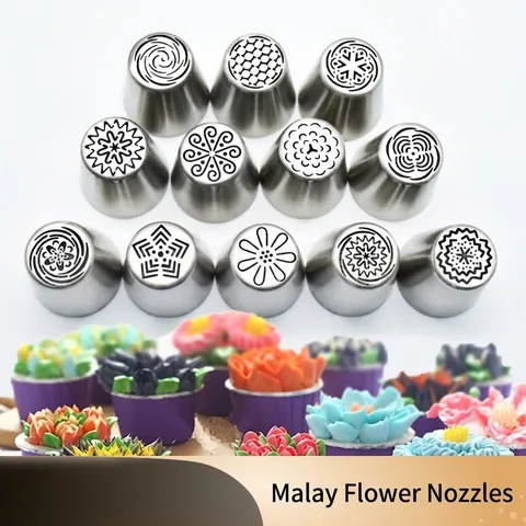 Edelstahl Russische Spritztüllen Für Kuchendekoration Malaysische Blumen Sahne Düse Bäckerei Gebäck Glasur Werkzeuge Zubehör