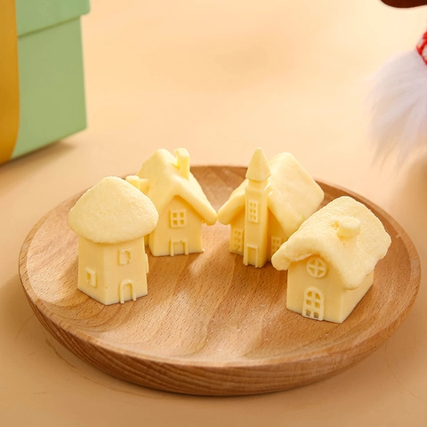 3D Little House Castle Cake Silicone Mold DIY Handmade Chocolate Candy Fondant Mold Miniature Building Baking Tool Soap Candle Plaster Mold