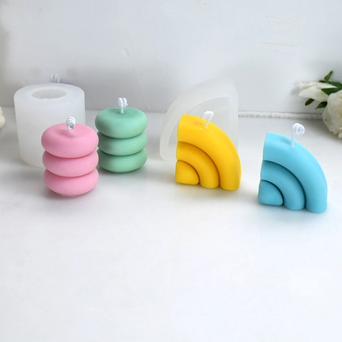 Modern Minimalistisch Silikon Kerzenform Geometrisch Zauberwürfel WiFi Bogen Gestreifter Ring DIY Handgemachte Seifenform Backwerkzeug