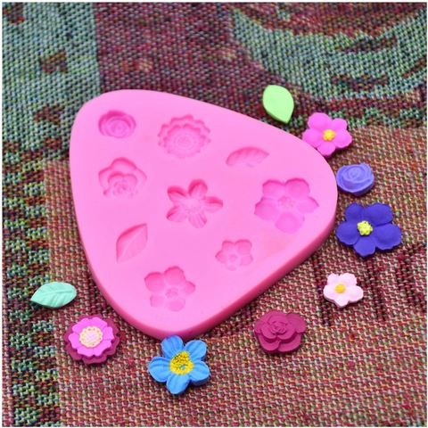 Mini Flower Leaf Silicone Mold Floral Foliage Fondant Cake Decorating Mold Chocolate Candy Resin Clay DIY Craft Baking Tool