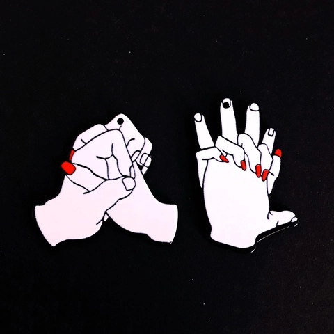 Acrylic Interlocking Hands Pendant Romantic Hand Gesture Charm For DIY Earrings Necklace Keychain Jewelry Making Gift