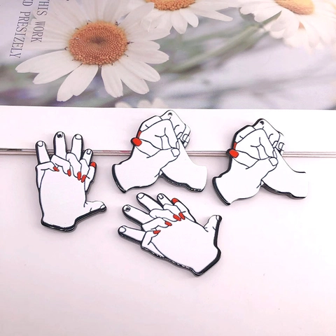 Acrylic Interlocking Hands Pendant Romantic Hand Gesture Charm For DIY Earrings Necklace Keychain Jewelry Making Gift