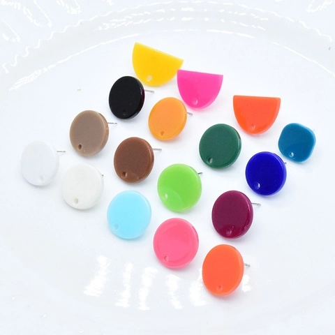 Componenti per Orecchini Fai da Te in Acrilico Geometrico Perno Tondo Quadrato a Ventaglio Colori Caramella Accessori Gioielli