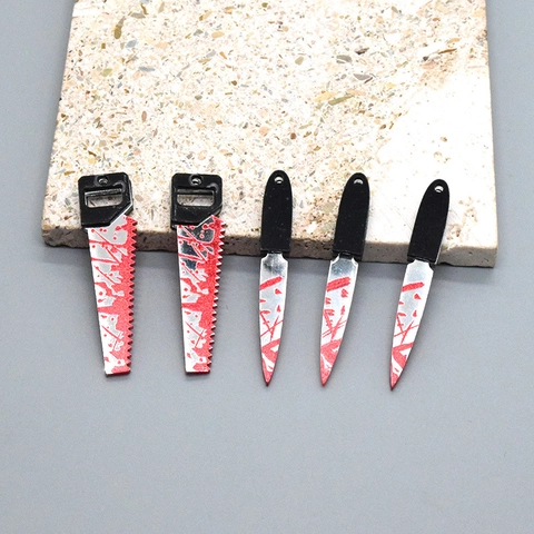Halloween Spooky Bloody Knife Chainsaw Pendants Plastic Resin DIY Jewelry Accessories For Earrings Necklace Keychain Decor