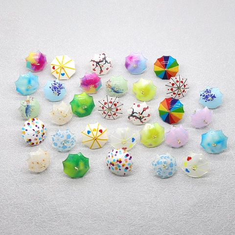 Ciondoli a Forma di Mini Ombrello in Acrilico per Gioielli Fai da Te Fantasia a Cuore Pois Floreale Accessori Pendenti