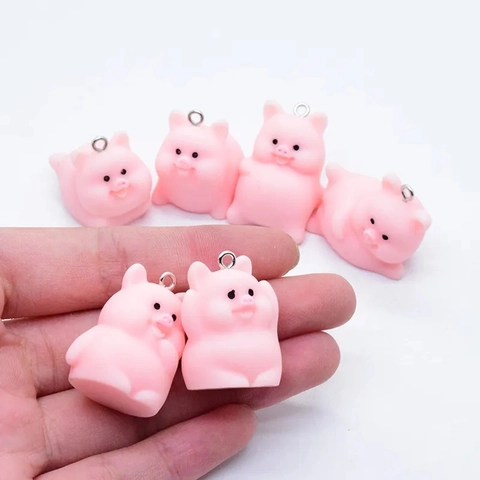 Cute Cartoon Yoga Pig Acrylic Pendant DIY Jewelry Accessories Pink Resin Pig Animal Charms For Earrings Keychain Decorations