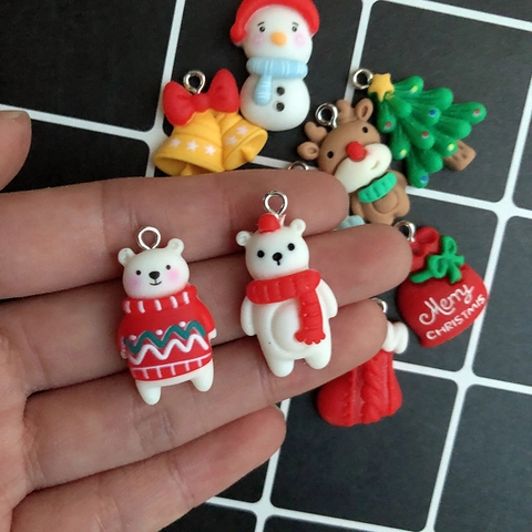Hars Kerst Bedeltjes Hangers DIY Sieraden Maken Benodigdheden Voor Oorbellen Ketting Kerstman Sneeuwpop Rendier Bel Decoratie