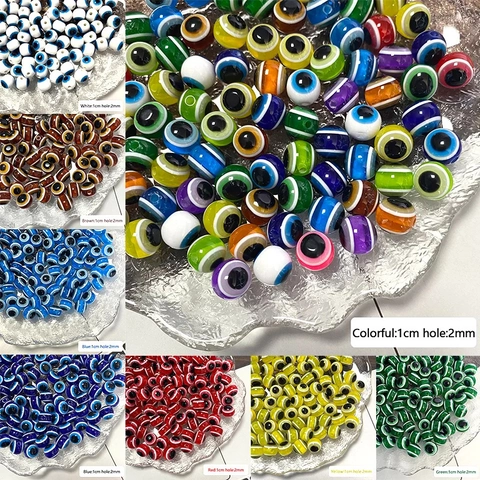 10mm Resin Evil Eye Loose Beads For DIY Jewelry Making Turkish Style Round Spacer Beads For Necklace Bracelet Accessory