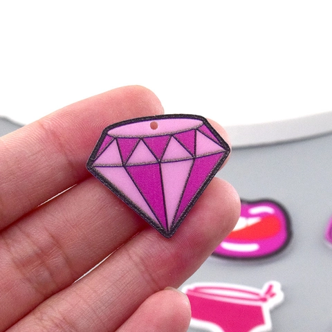 Pink Cartoon Acrylic Pendants Lip Sunglasses Handbag Bikini Diamond Suitcase DIY Jewelry Making Drip Glue Jewelry Accessories
