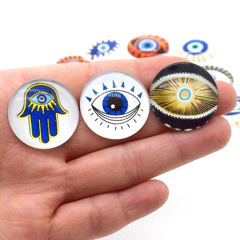 Vetro Rotondo Malocchio Mano Di Fatima Cabochon Pietra Del Tempo Accessori Per Creazione Gioielli Fai Da Te Orecchini Collana