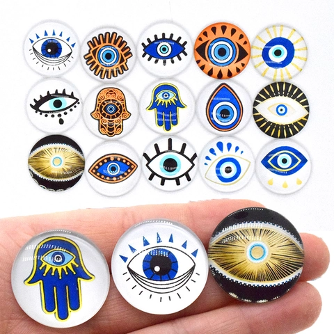Vetro Rotondo Malocchio Mano Di Fatima Cabochon Pietra Del Tempo Accessori Per Creazione Gioielli Fai Da Te Orecchini Collana