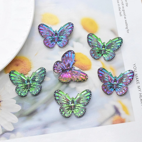 Iridescent Acrylic Butterfly Pendants For DIY Jewelry Making Cute Colorful Insect Charms For Earrings Necklaces Keychain Accessories