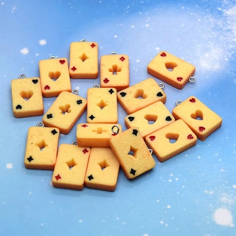 Resin Creative Playing Card Toast Bread Charms For DIY Earring Keychain Jewelry Making Individual Food Play Pendant
