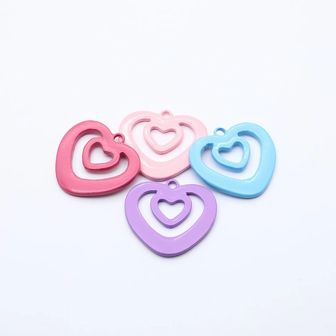 Hollow Heart Shaped Alloy Pendants DIY Jewelry Making Accessories For Earrings Necklace Keychains Heart Cutout Charms